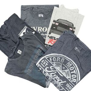 Bundle of 5 Car T-Shirts Collectible Chevy Ford Deals Gap Size L/XL